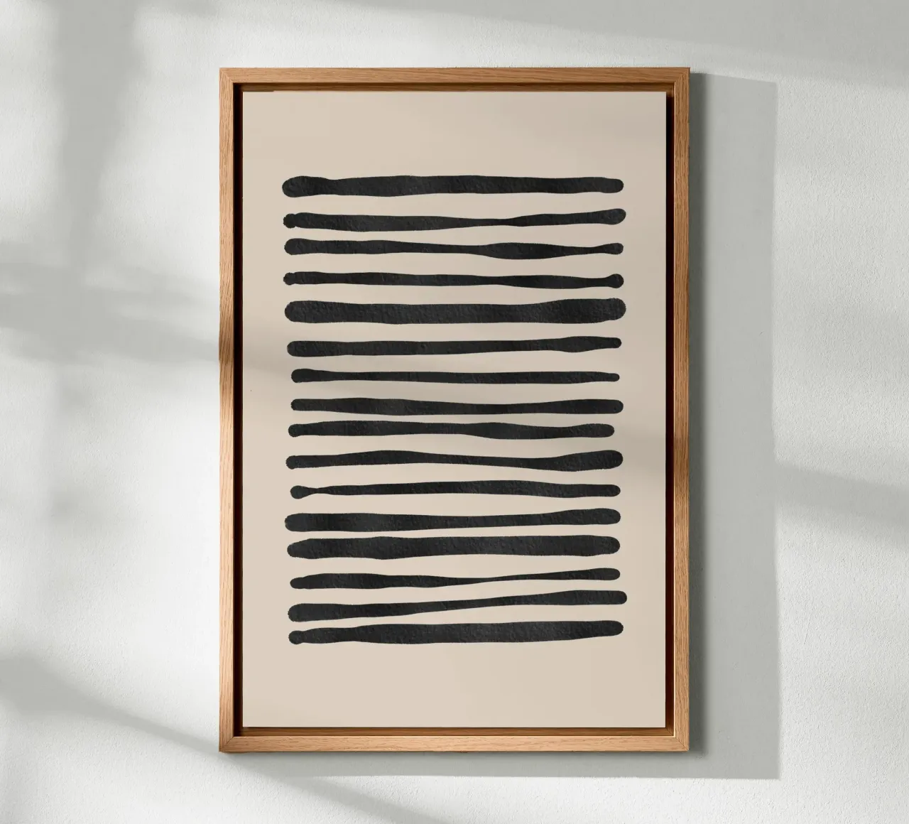 Linee ondulate astratte organiche nere tela con Cornice a cassetta da Melloi Art Print