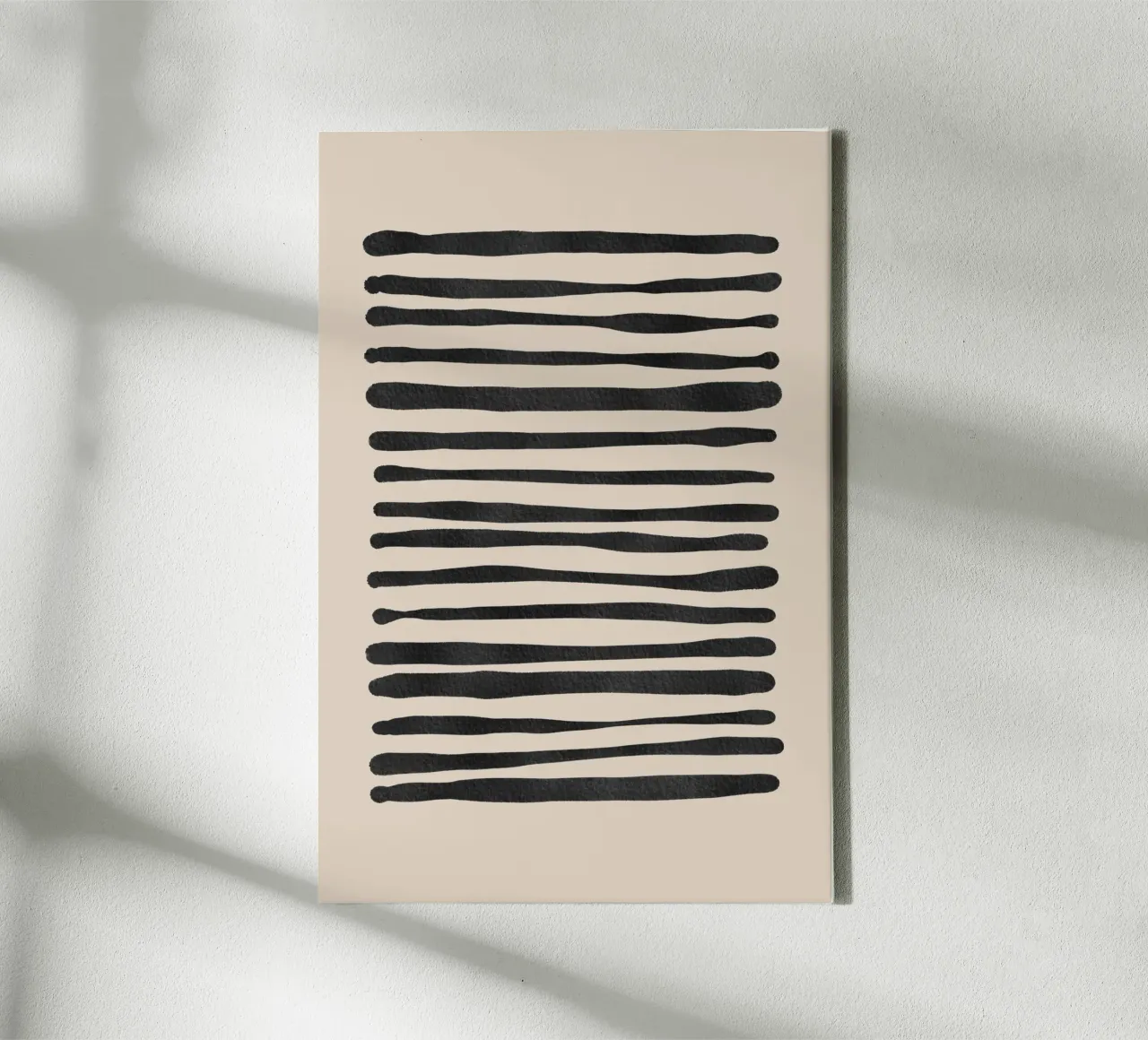 Linee ondulate astratte organiche nere tela con Cornice a cassetta da Melloi Art Print