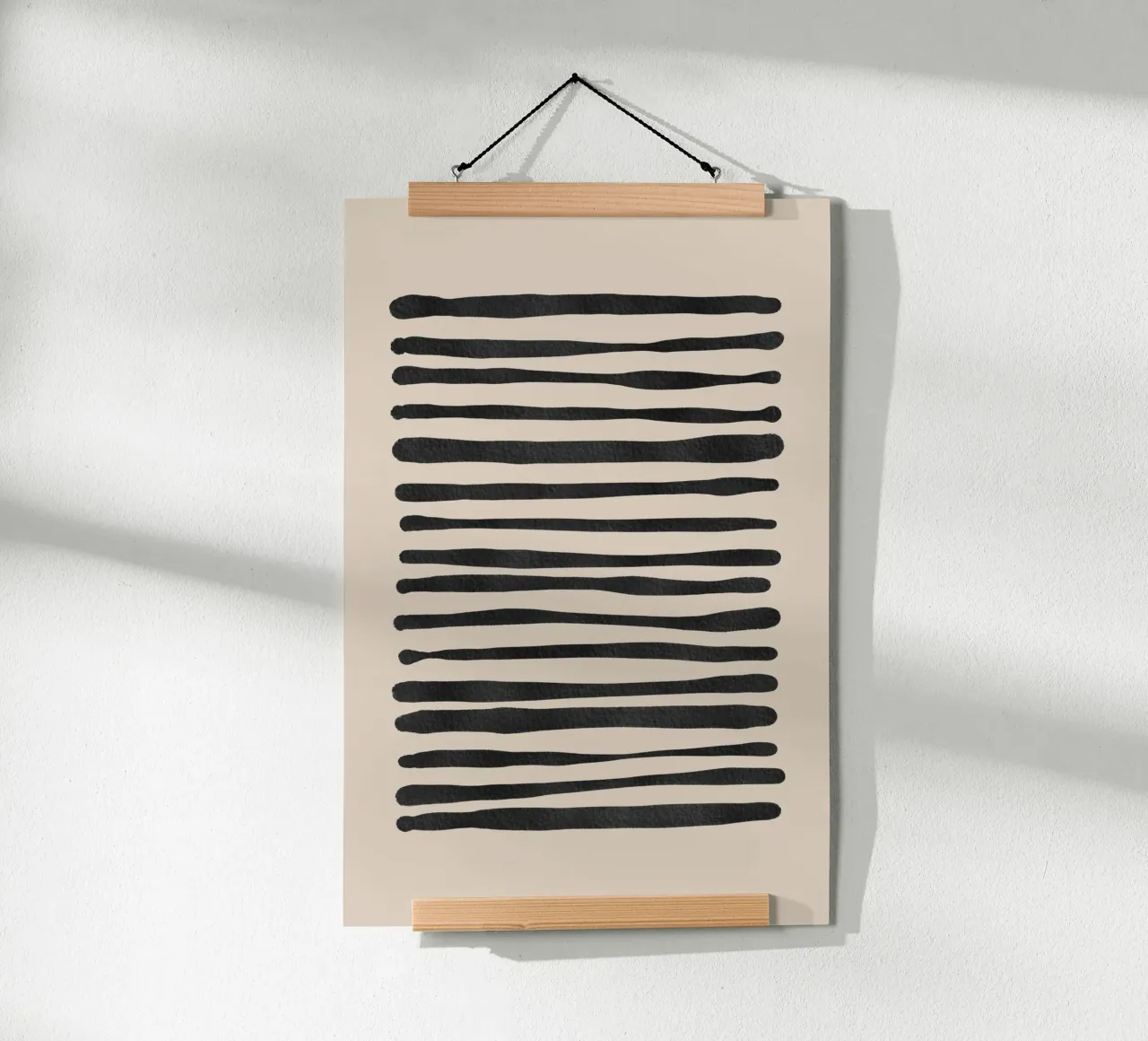 Linee ondulate astratte organiche nere carta hahnemühle da Melloi Art Print