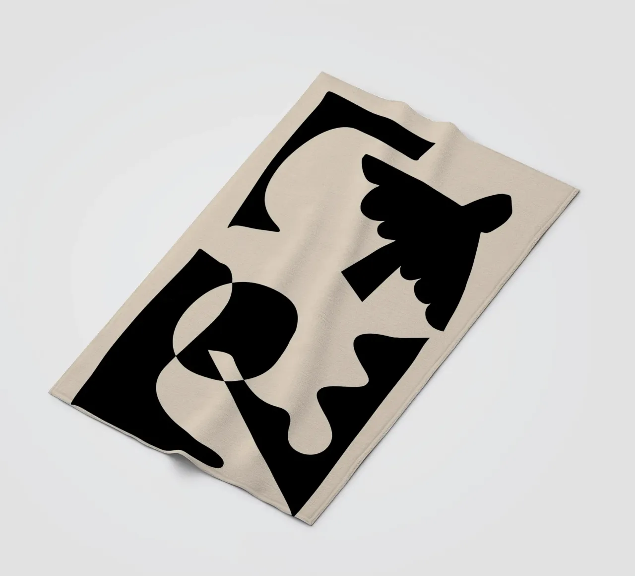 Abstract Black Shapes fleece blanket by Melloi Art Print