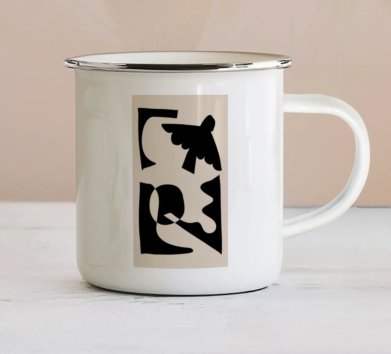 Forme astratte nere tazza in smalto da Melloi Art Print