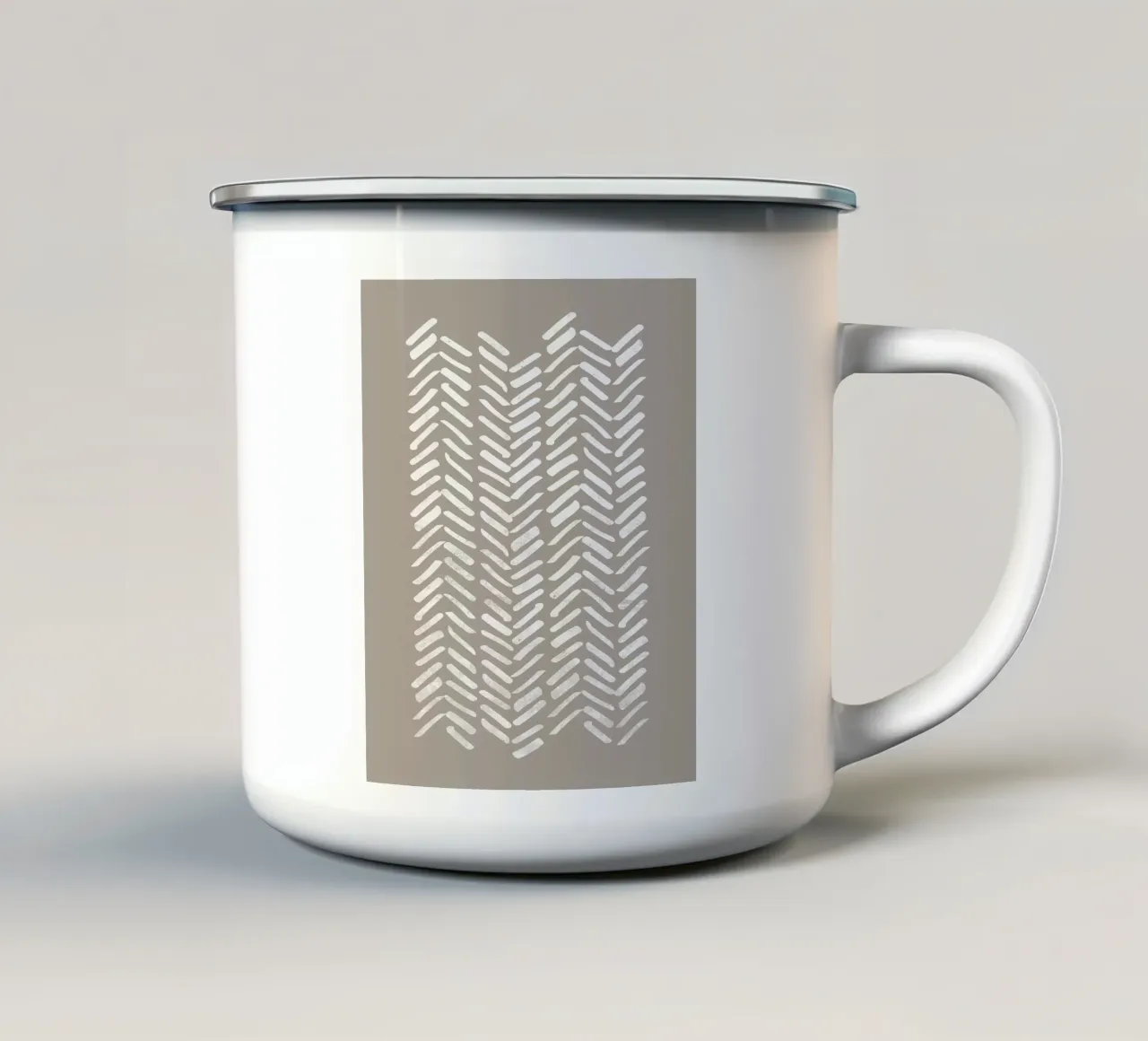 Motivo astratto Chevron con linee bianche tazza in smalto da Melloi Art Print