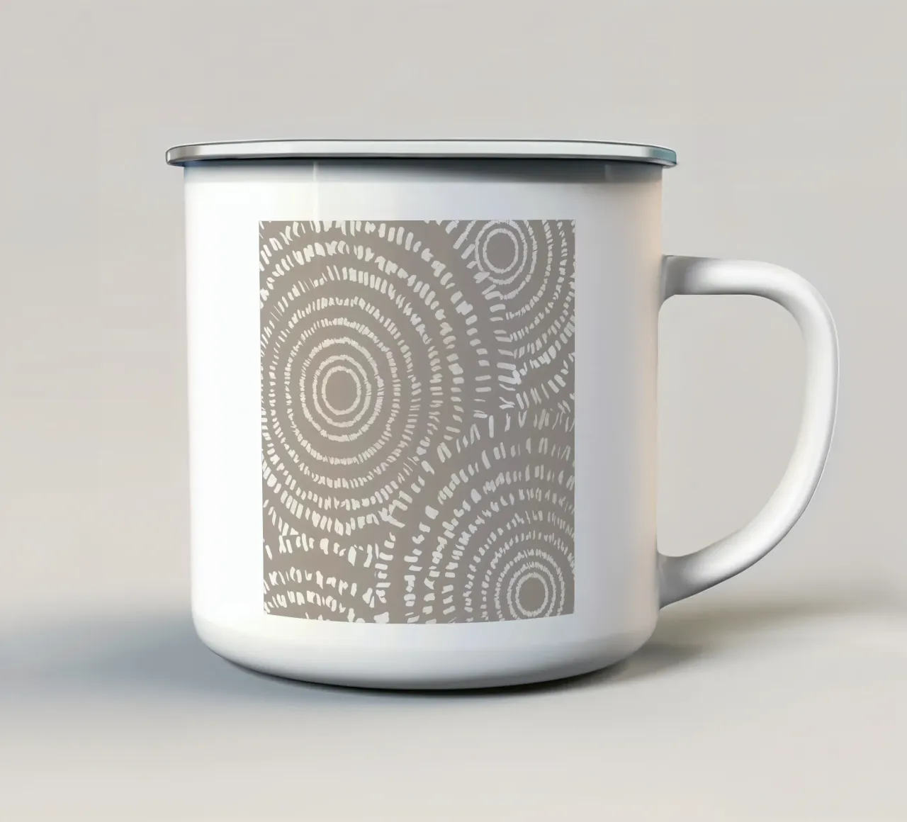 Cerchi astratti Linee tratteggiate tazza in smalto da Melloi Art Print