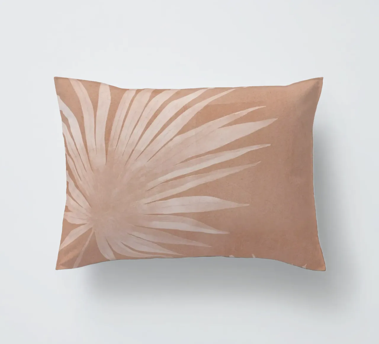 Foglie di palma bianche su terracotta cuscino da Melloi Art Print