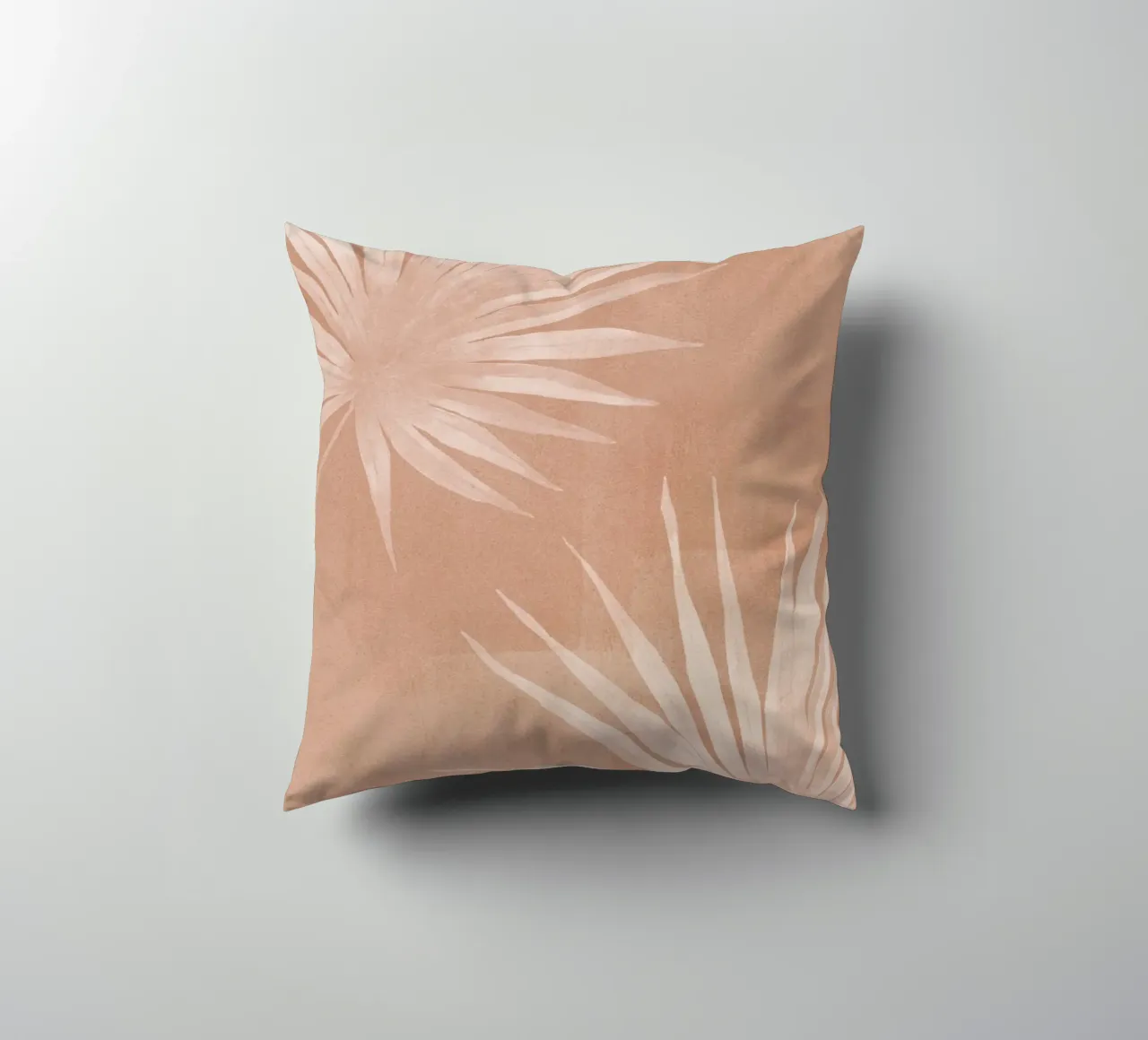 Foglie di palma bianche su terracotta cuscino da Melloi Art Print