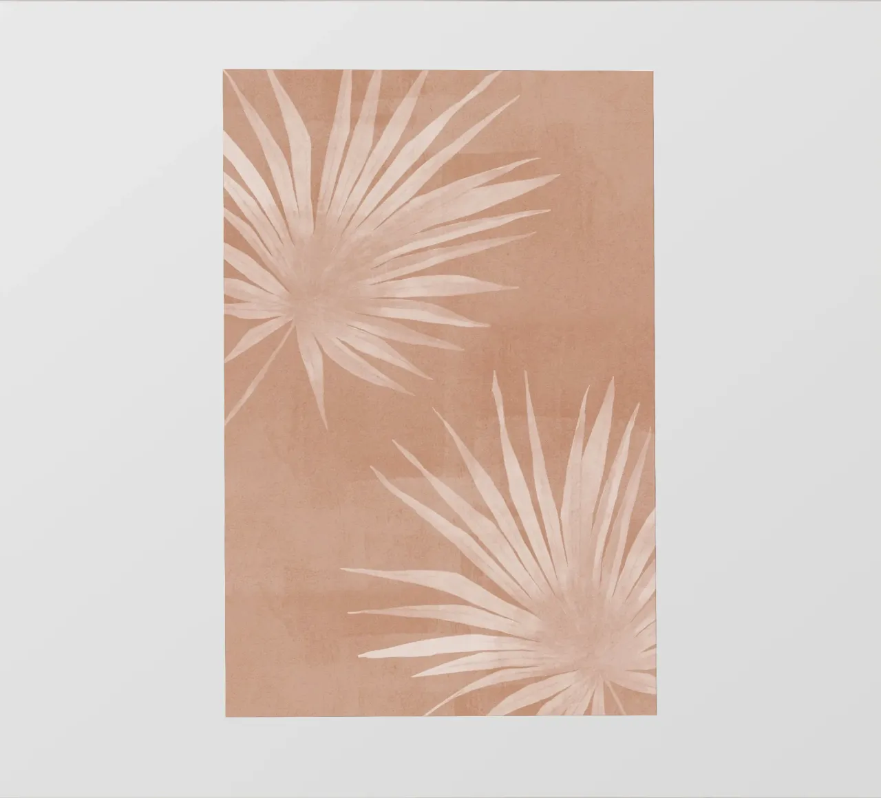 Foglie di palma bianche su terracotta carta da parati fotografica da Melloi Art Print