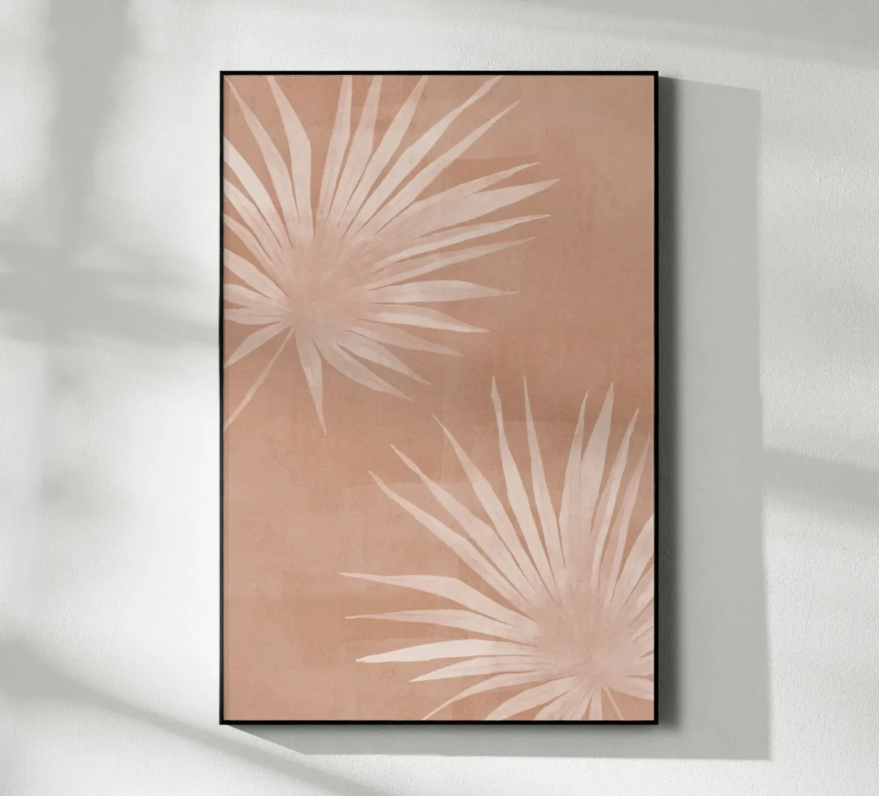 Foglie di palma bianche su terracotta plexiglass da Melloi Art Print