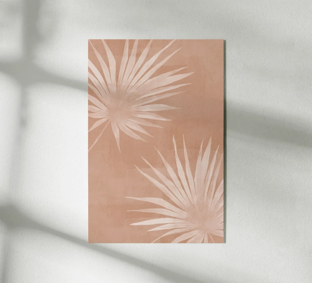 Foglie di palma bianche su terracotta plexiglass da Melloi Art Print