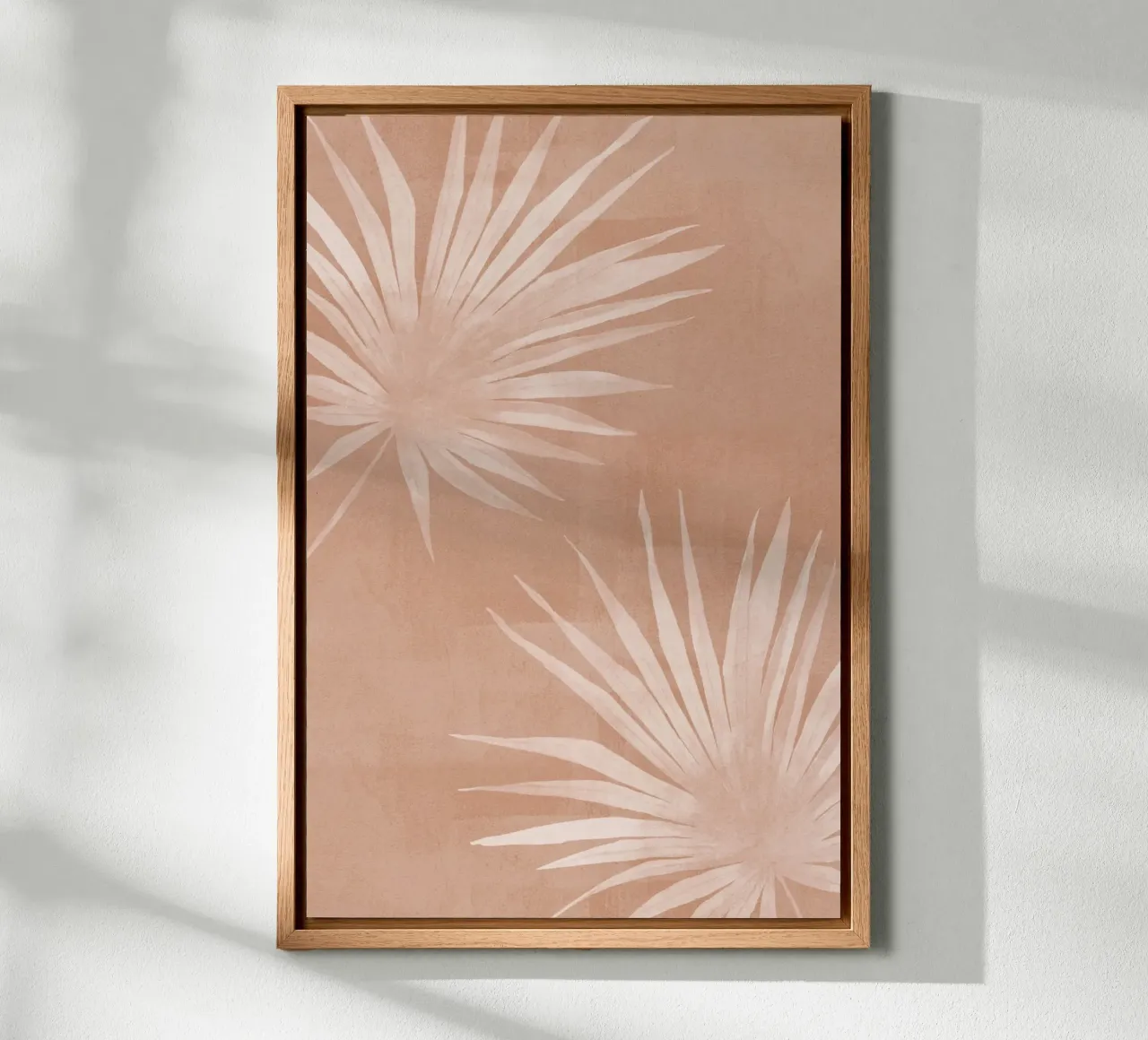 White Palm Leaves on Terracotta canvas by Melloi Art Print