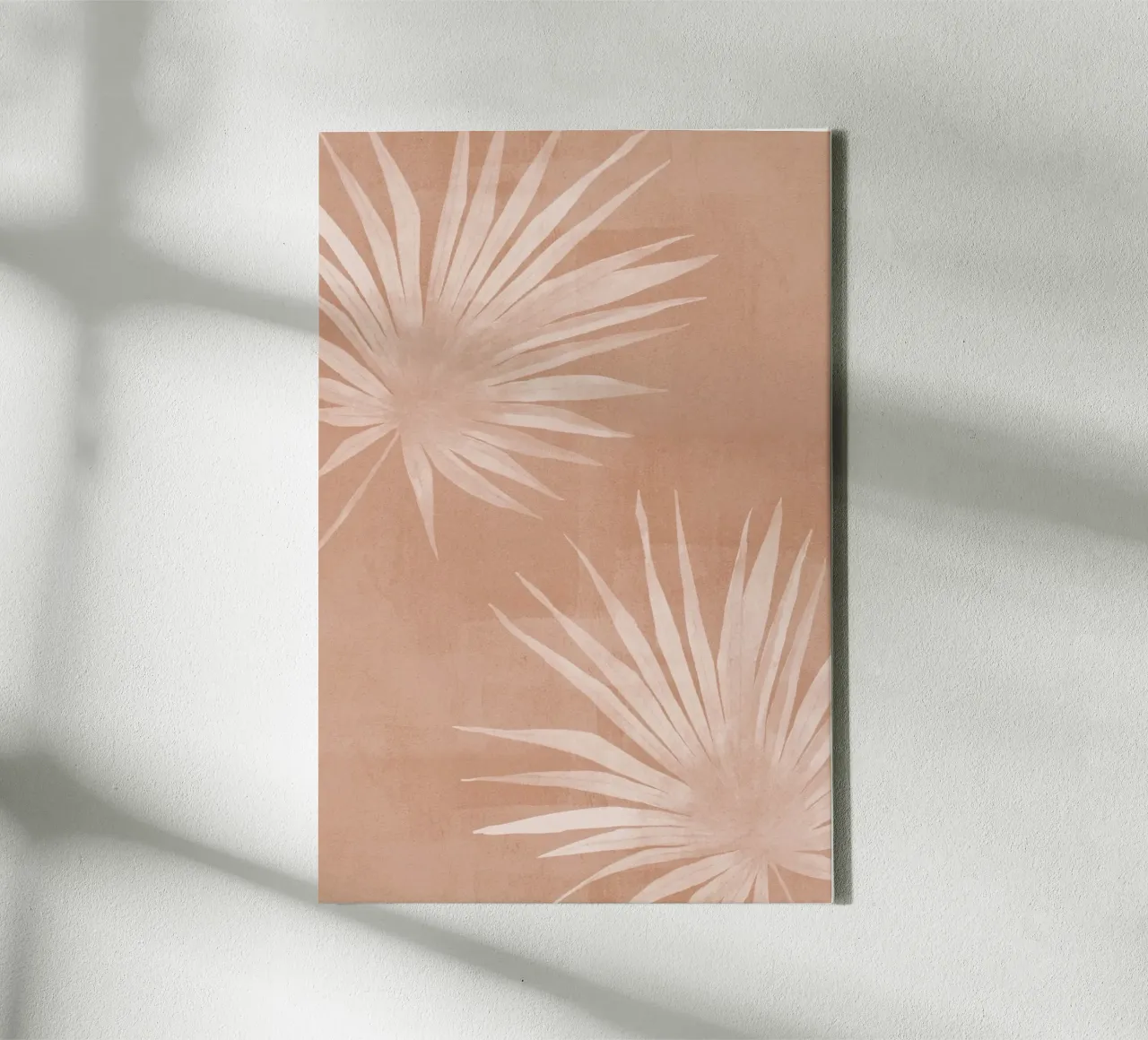 White Palm Leaves on Terracotta canvas by Melloi Art Print