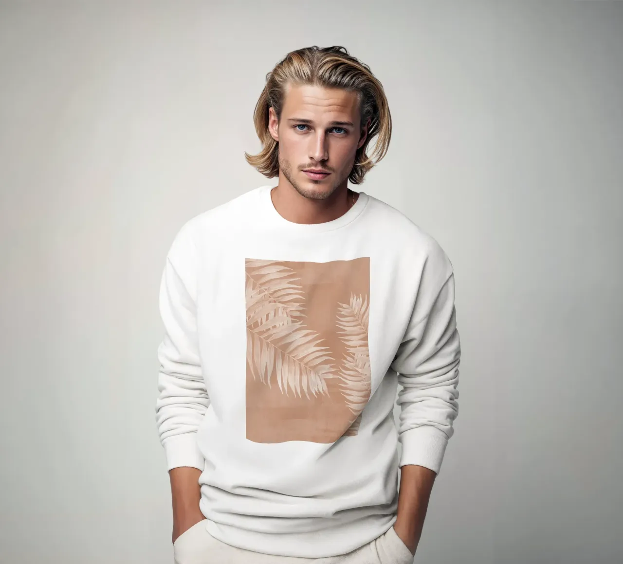 Tropische Palmblätter auf Terrakotta Sweatshirt von Melloi Art Print