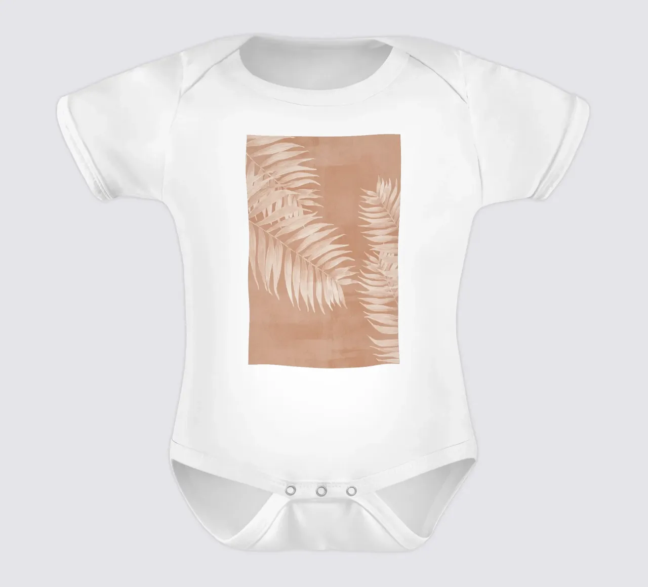 Foglie di palma tropicale su terracotta body neonato maniche corte da Melloi Art Print