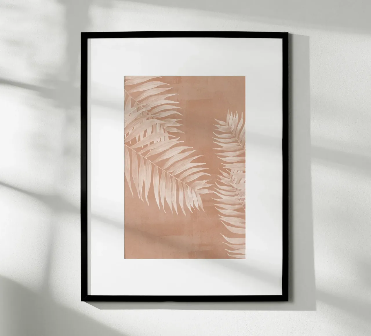Foglie di palma tropicale su terracotta carta hahnemühle da Melloi Art Print