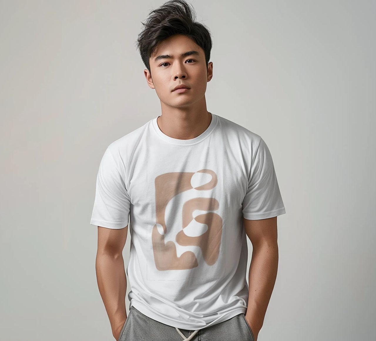 Forme astratte curve di colore marrone t-shirt da Melloi Art Print