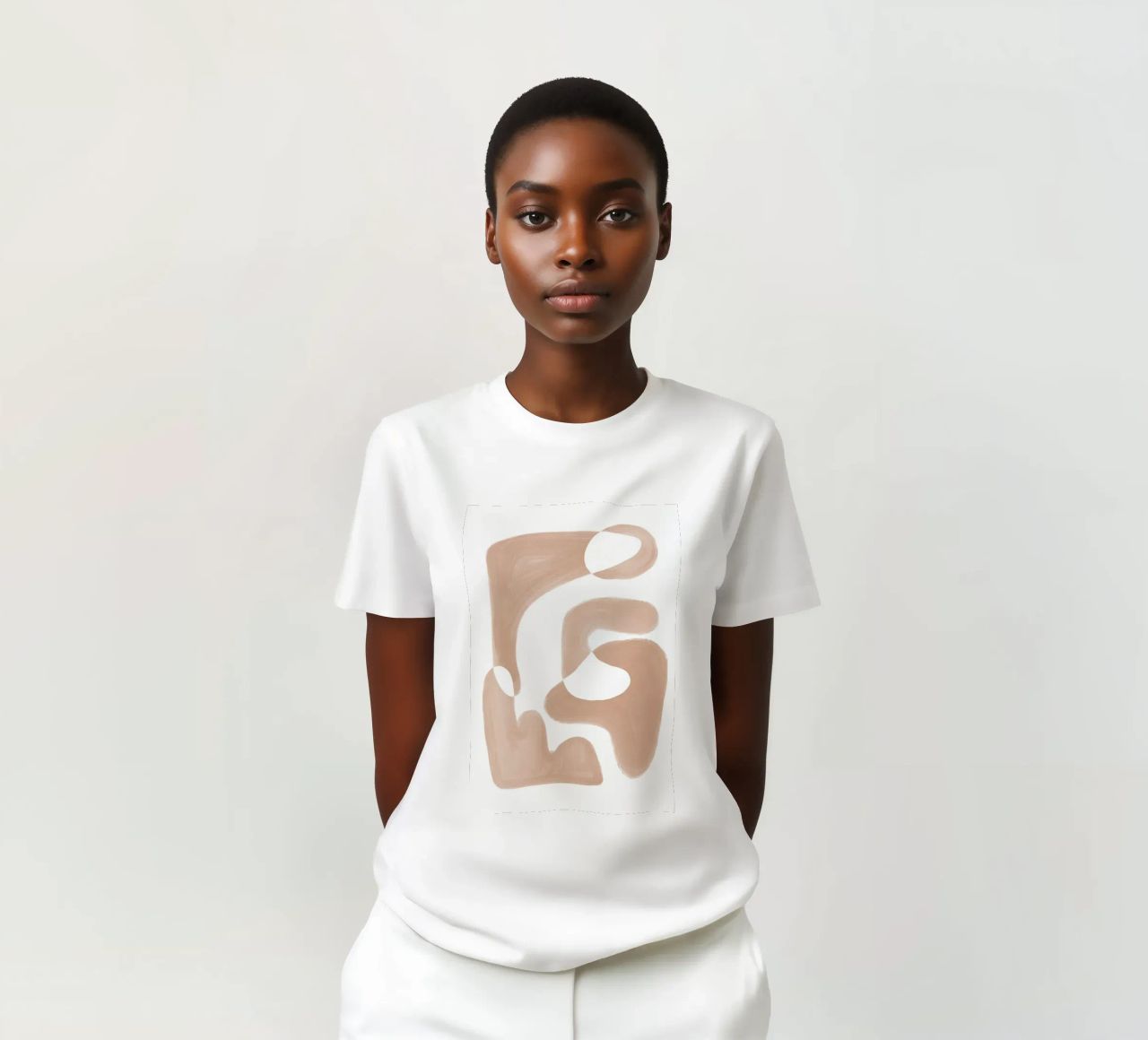 Forme astratte curve di colore marrone t-shirt da Melloi Art Print