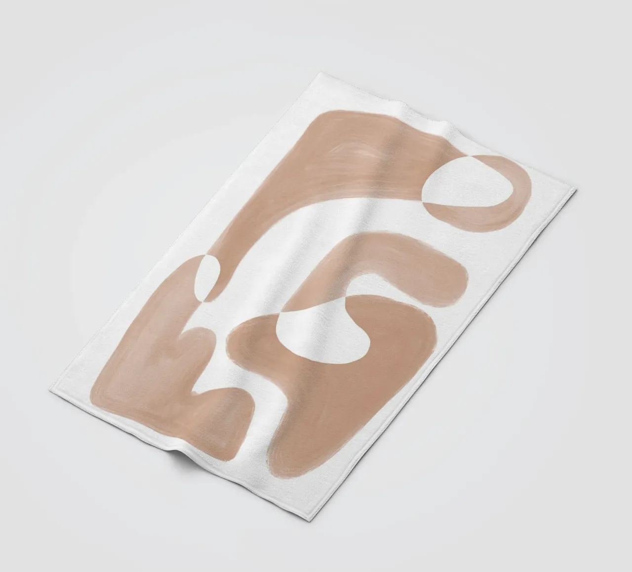 Abstract Brown Curved Shapes fleece blanket by Melloi Art Print