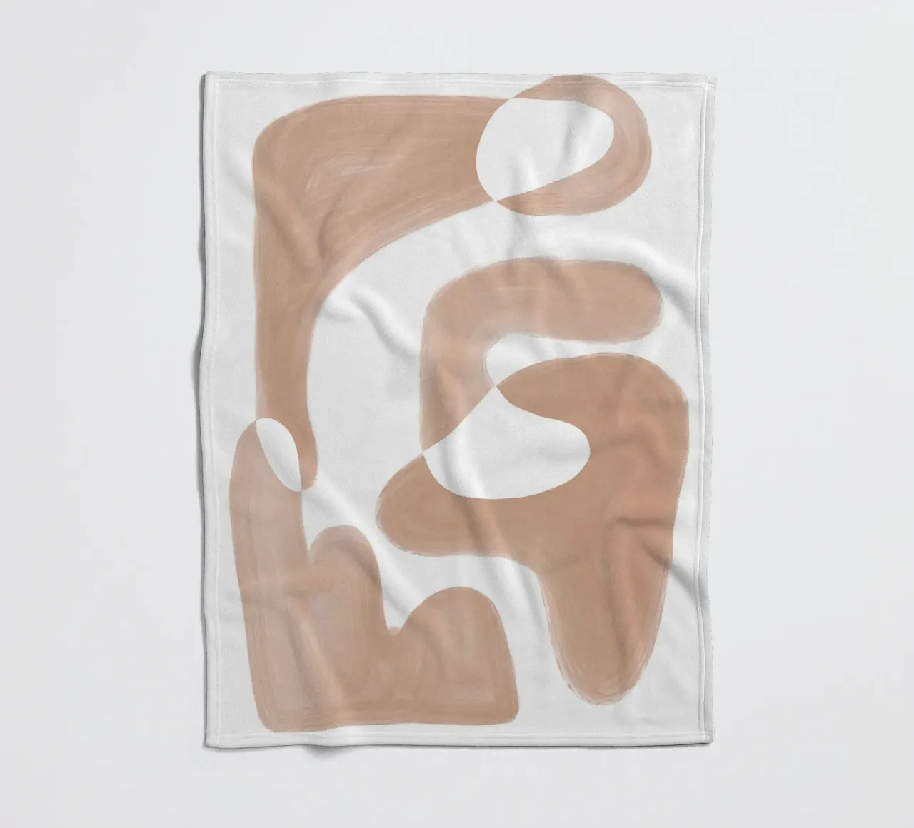 Abstract Brown Curved Shapes fleece blanket by Melloi Art Print