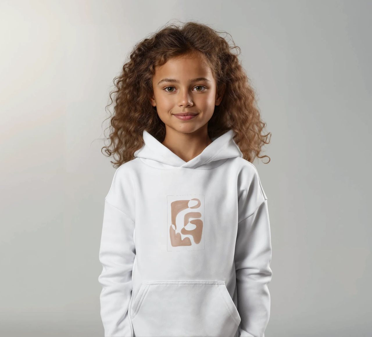 Forme astratte curve di colore marrone felpa bambino con cappuccio da Melloi Art Print
