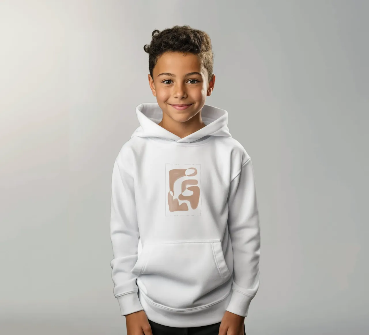 Forme astratte curve di colore marrone felpa bambino con cappuccio da Melloi Art Print