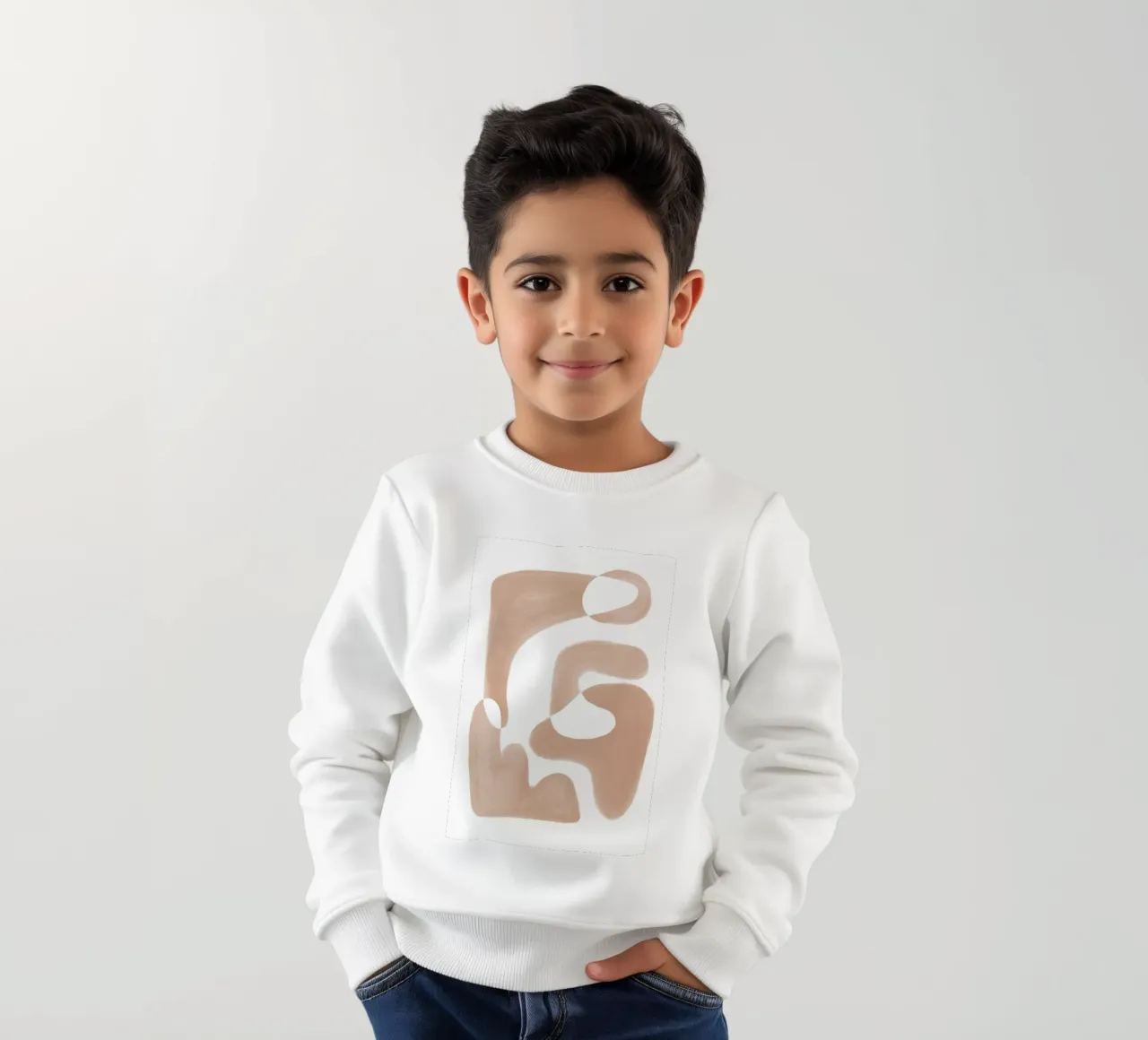 Abstract Brown Curved Shapes kids sweatshirt by Melloi Art Print