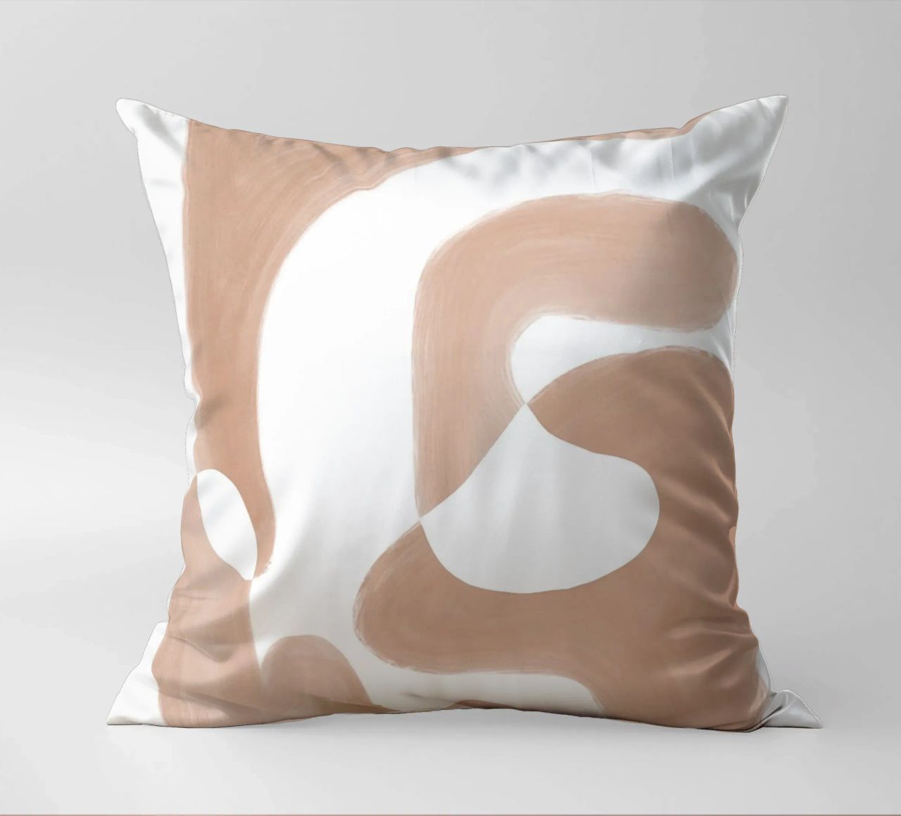 Forme astratte curve di colore marrone cuscino da Melloi Art Print