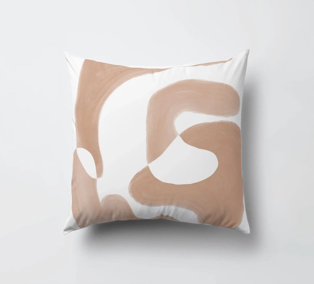 Forme astratte curve di colore marrone cuscino da Melloi Art Print