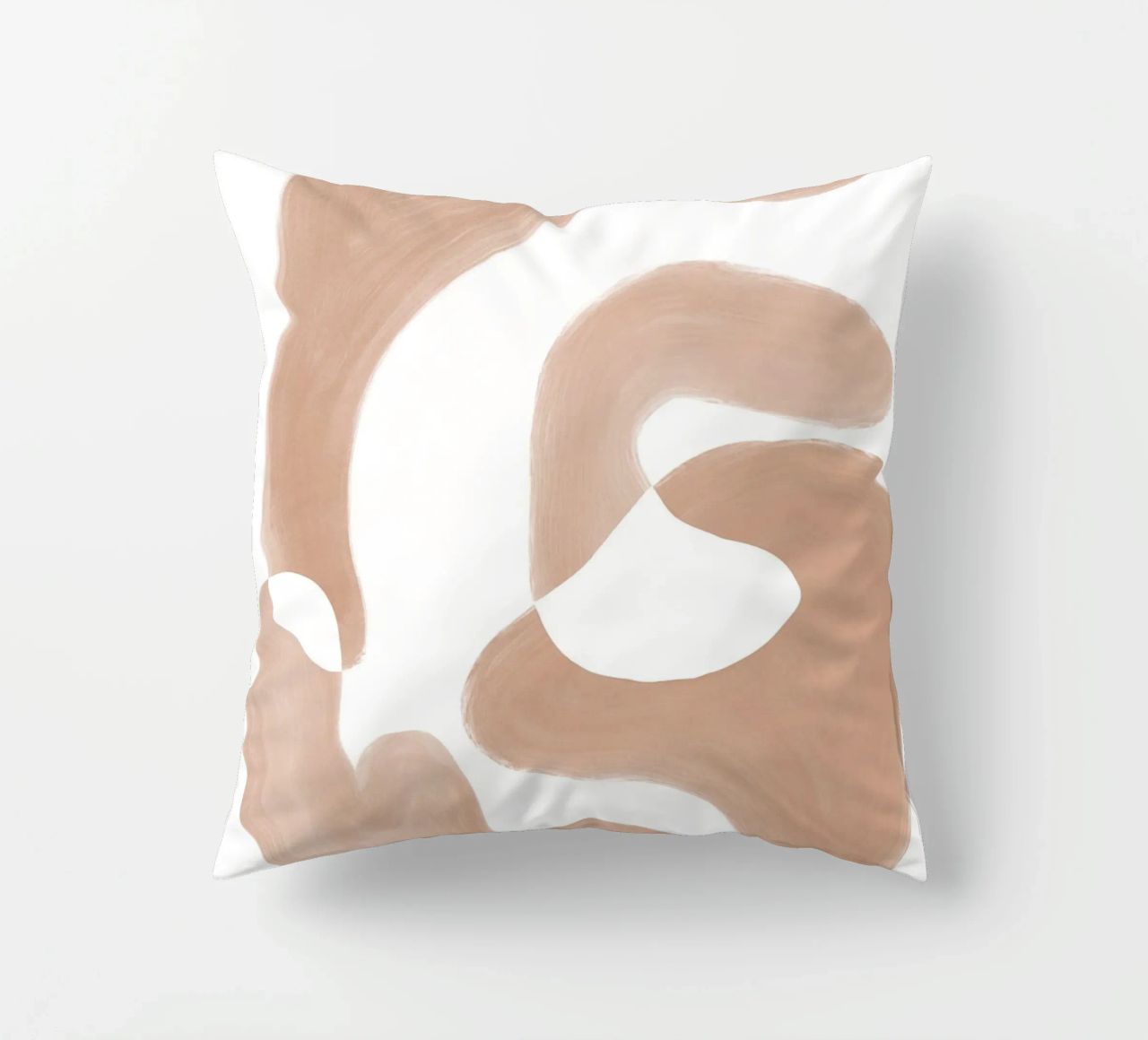 Forme astratte curve di colore marrone cuscino da Melloi Art Print