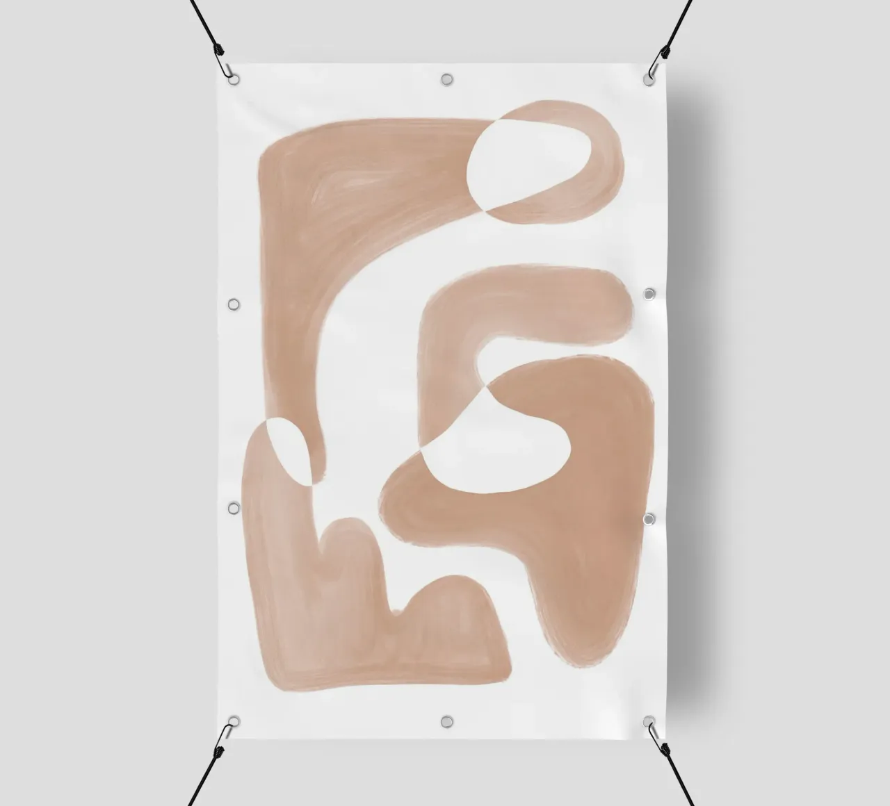 Forme astratte curve di colore marrone telo in pvc da Melloi Art Print