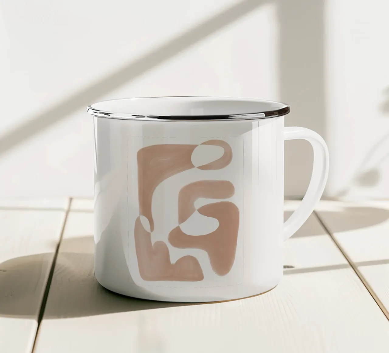 Formes courbes brunes abstraites mug en émail de Melloi Art Print