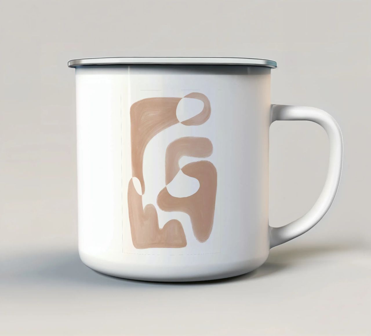 Forme astratte curve di colore marrone tazza in smalto da Melloi Art Print