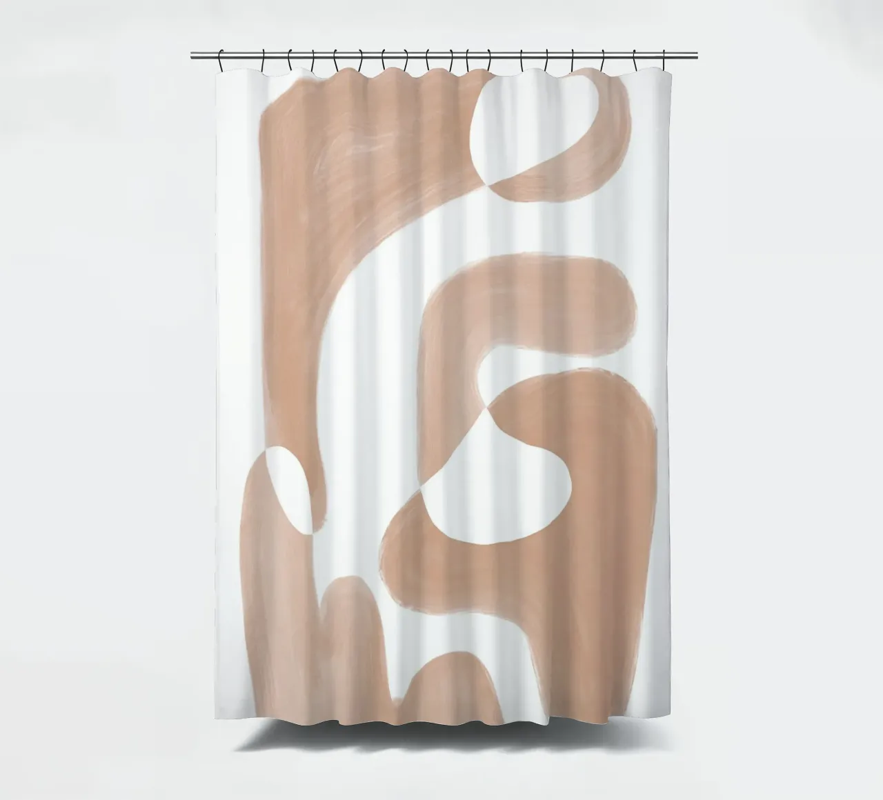 Forme astratte curve di colore marrone tenda da doccia da Melloi Art Print
