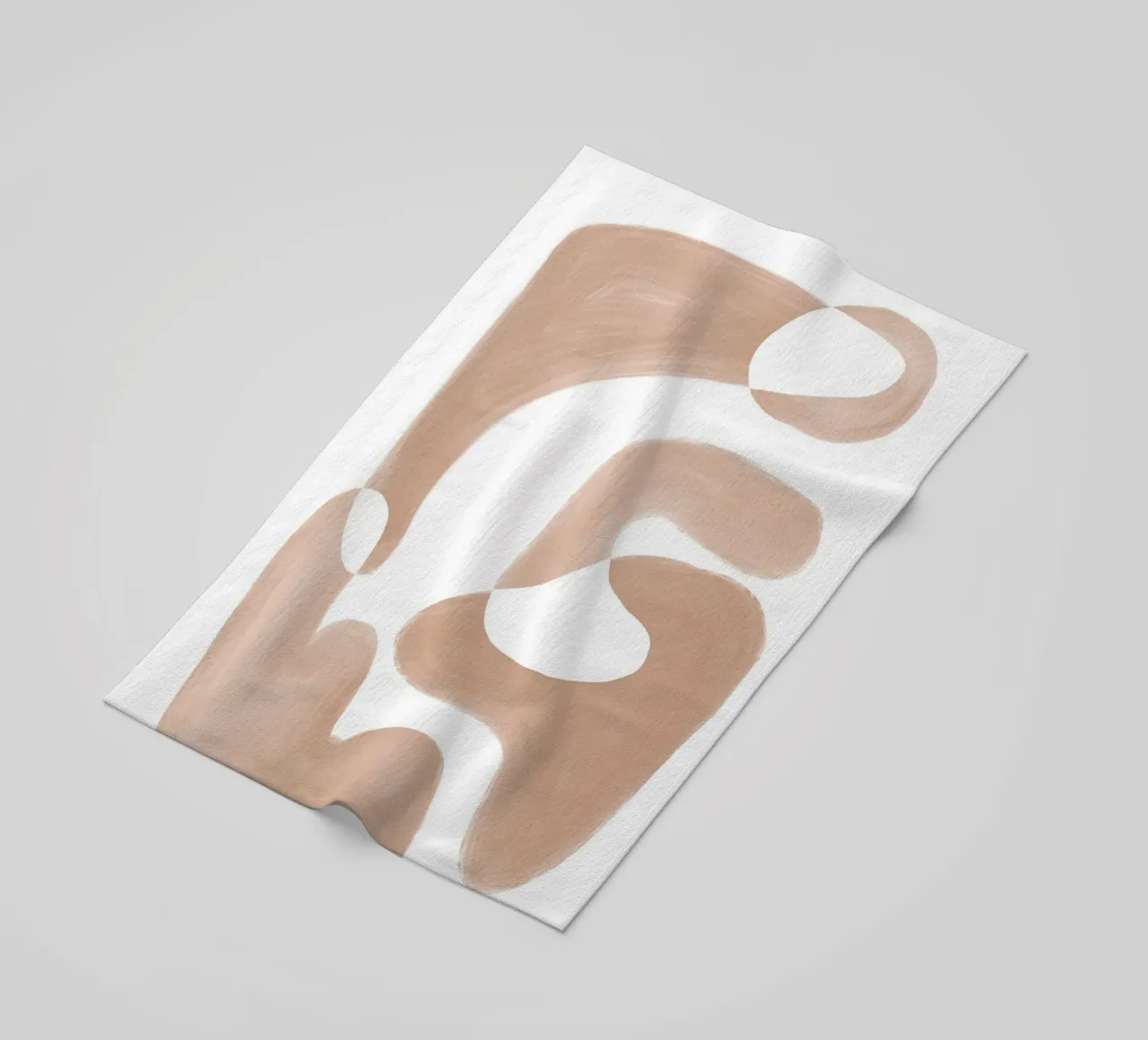 Abstracte bruine gebogen vormen strandhanddoek van Melloi Art Print