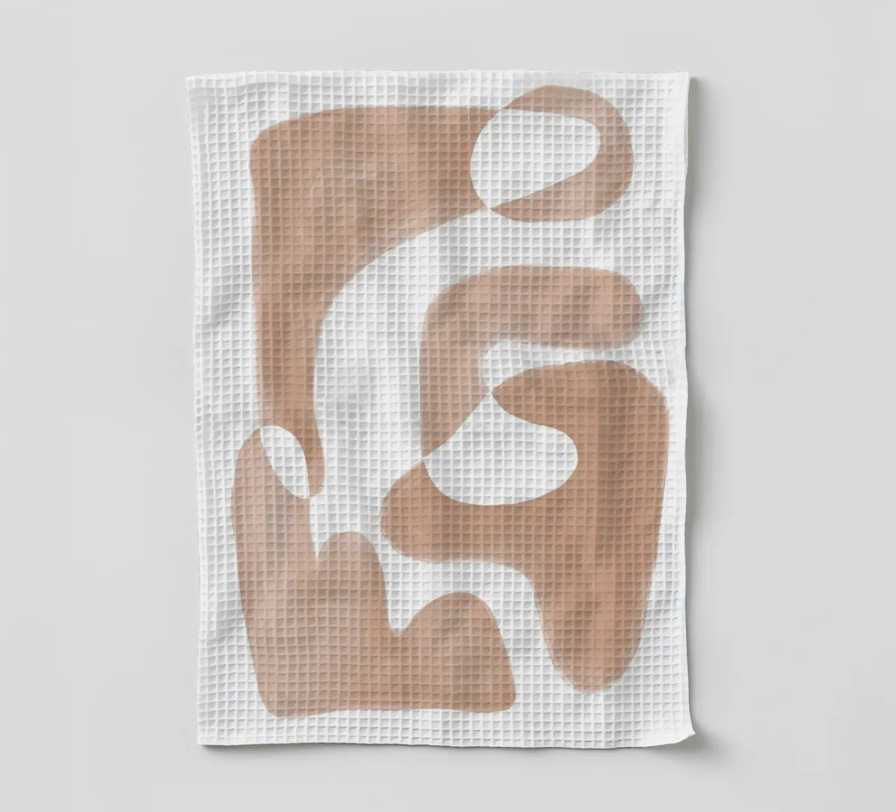 Forme astratte curve di colore marrone canovaccio da cucina da Melloi Art Print