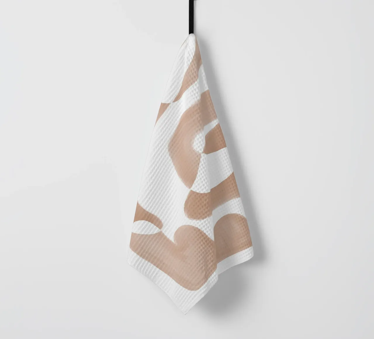 Forme astratte curve di colore marrone canovaccio da cucina da Melloi Art Print