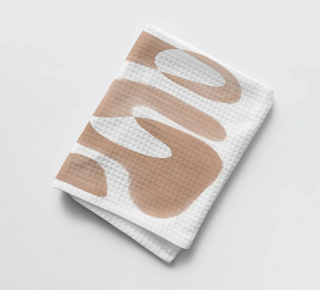 Forme astratte curve di colore marrone canovaccio da cucina da Melloi Art Print