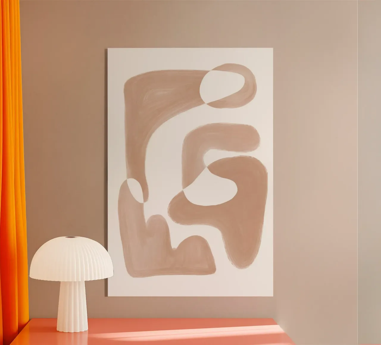 Forme astratte curve di colore marrone plexiglass con Cornice Artbox da Melloi Art Print