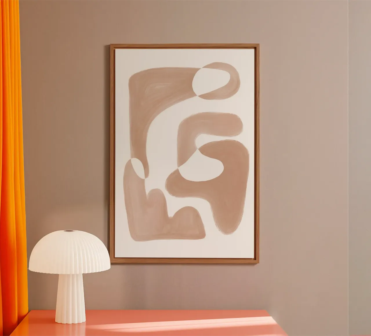 Forme astratte curve di colore marrone alluminio dibond da Melloi Art Print