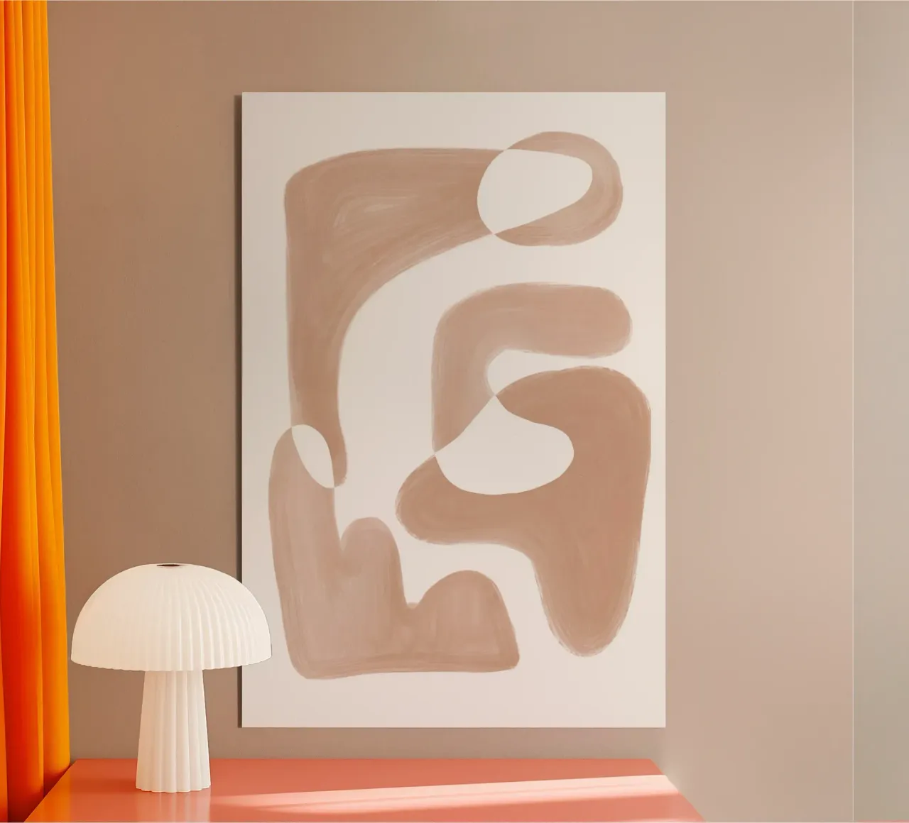 Forme astratte curve di colore marrone alluminio dibond da Melloi Art Print