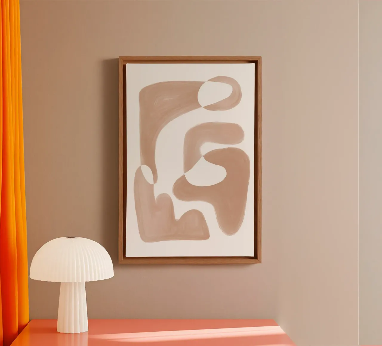 Forme astratte curve di colore marrone tela da Melloi Art Print