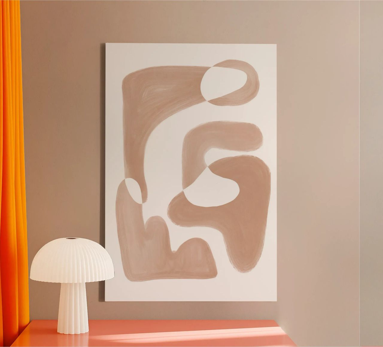Forme astratte curve di colore marrone tela da Melloi Art Print