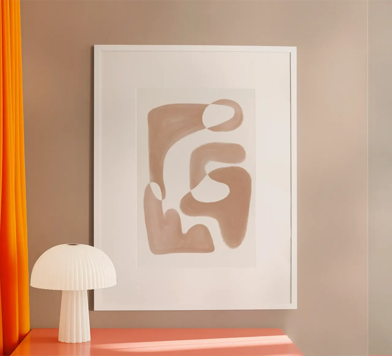 Abstract Brown Curved Shapes hahnemühle by Melloi Art Print
