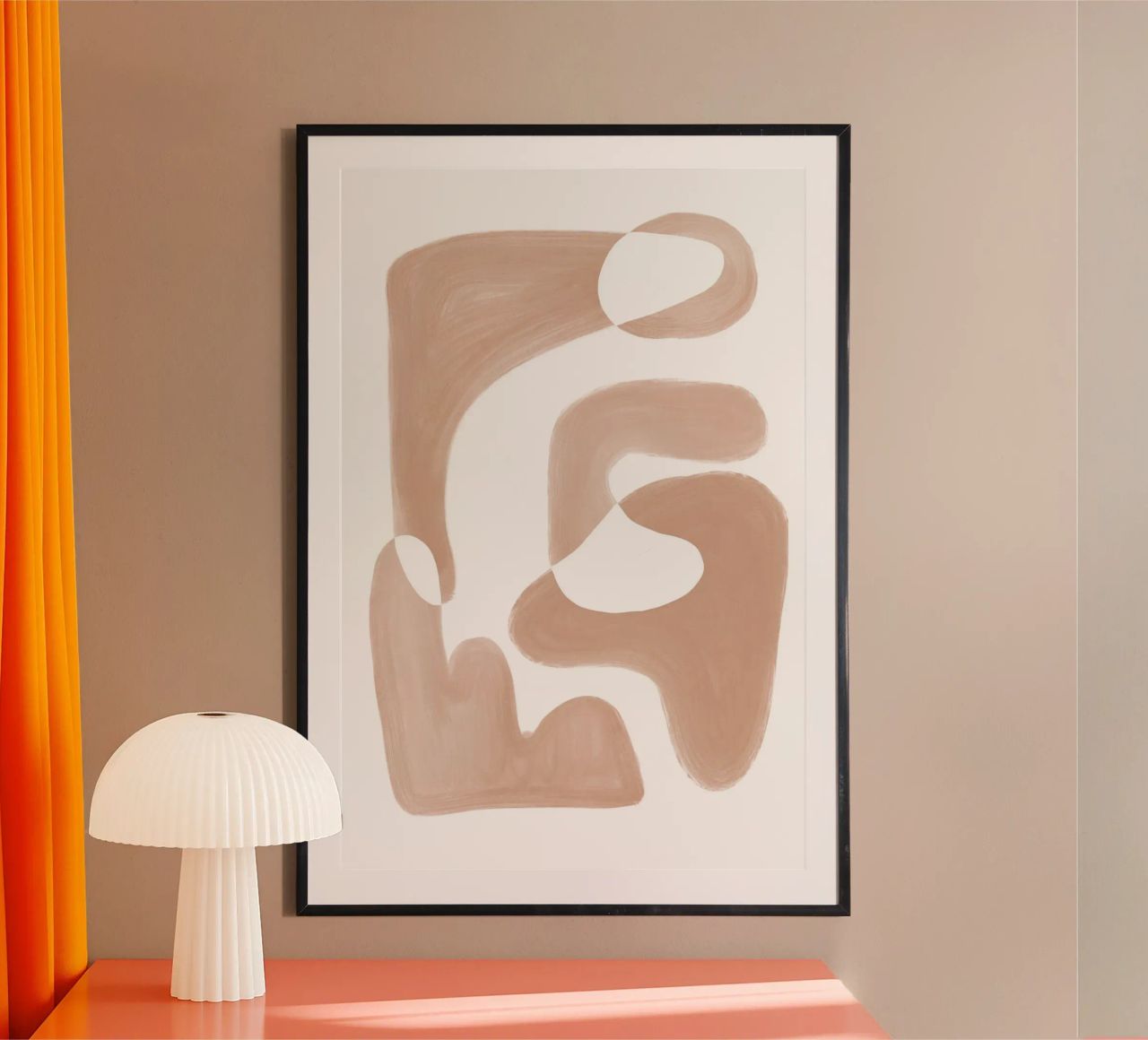 Forme astratte curve di colore marrone carta hahnemühle da Melloi Art Print