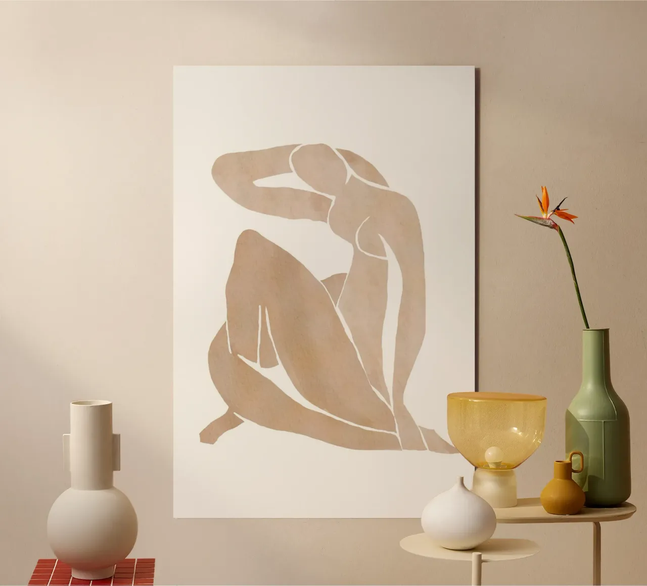 Frau Silhouette in sitzender Pose Alu-Dibond von Melloi Art Print