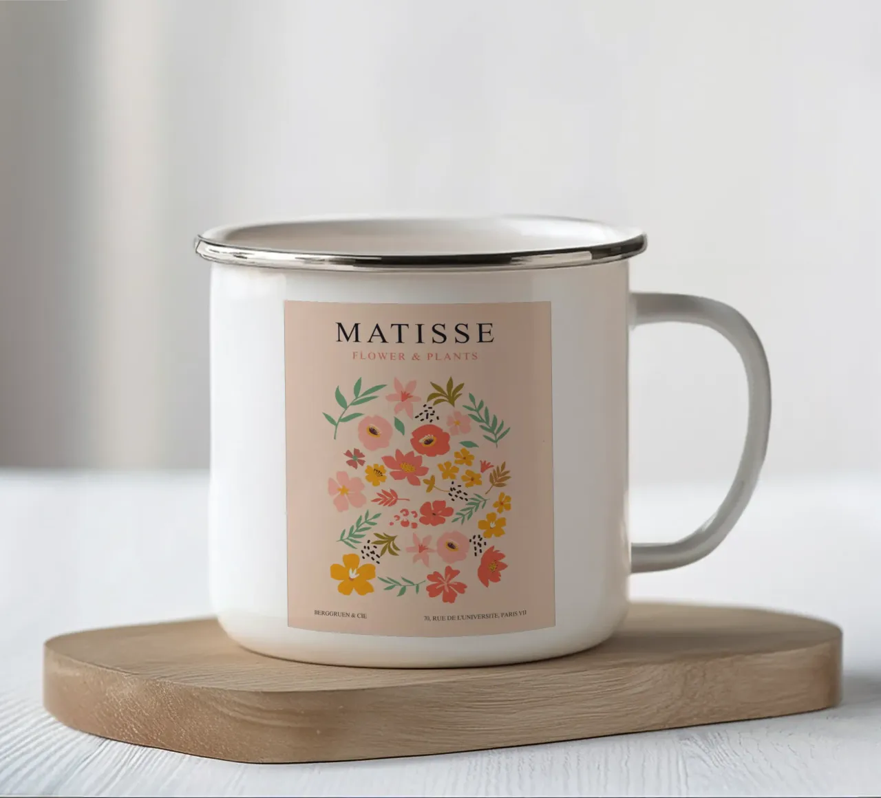 Matisse Bloemen - Elegant Kunstontwerp emaille mok van Whole©