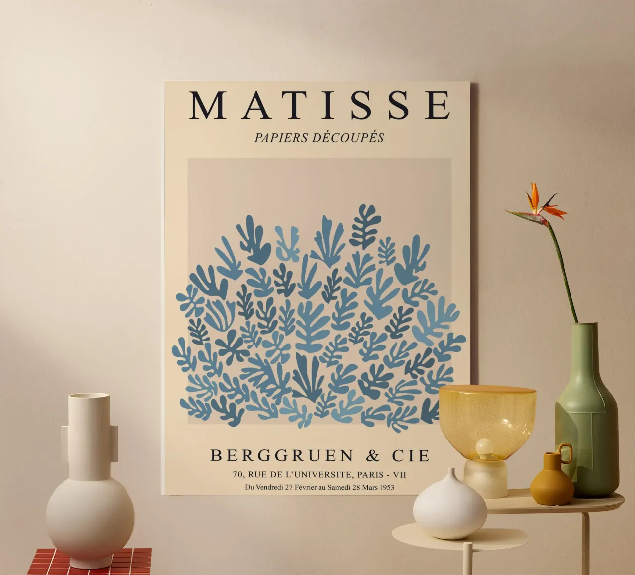 Blue Matisse pattern canvas with Floater frame by Whole©