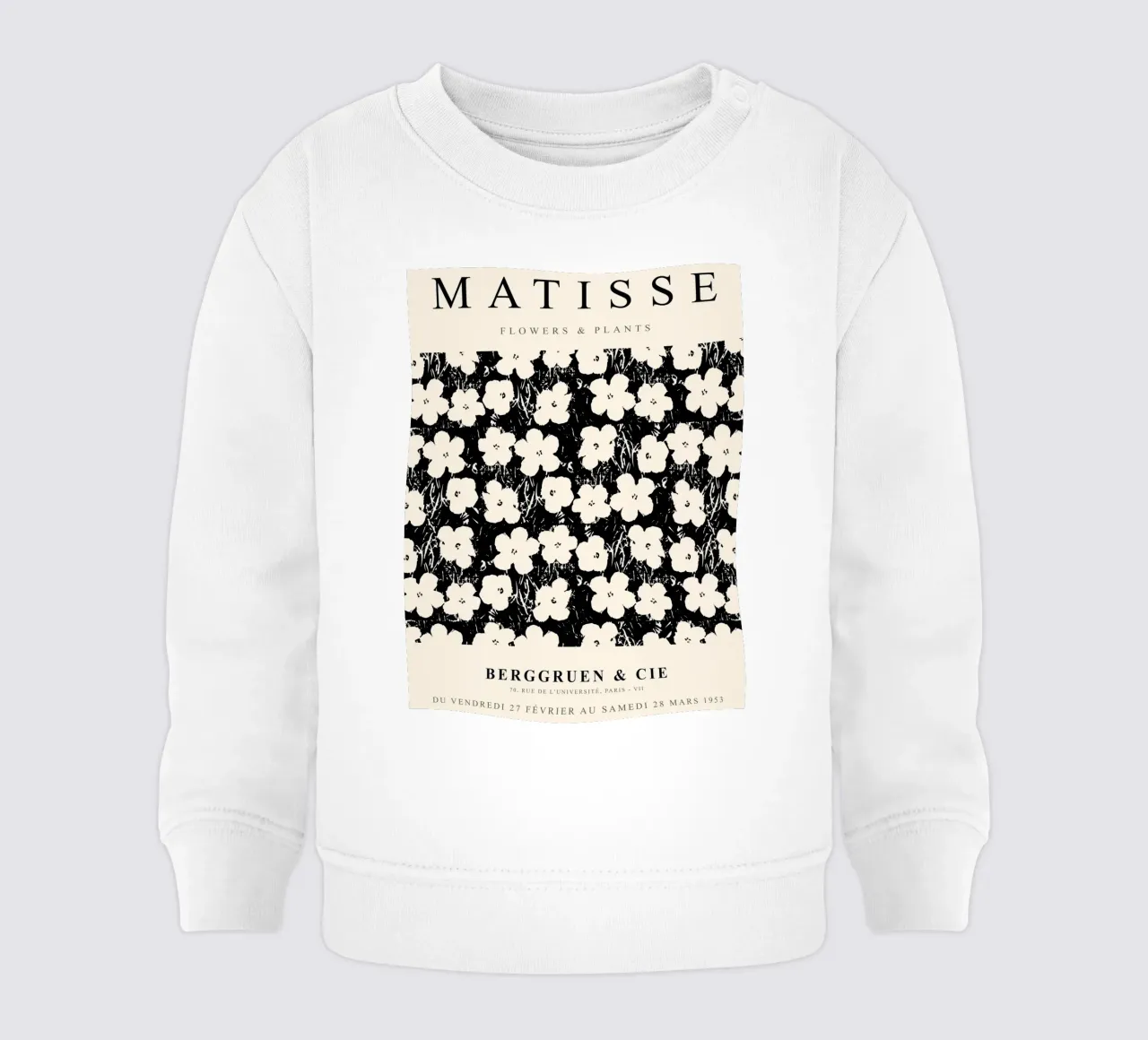 Matisse, motivo floreale in bianco e nero felpa neonato da Whole©