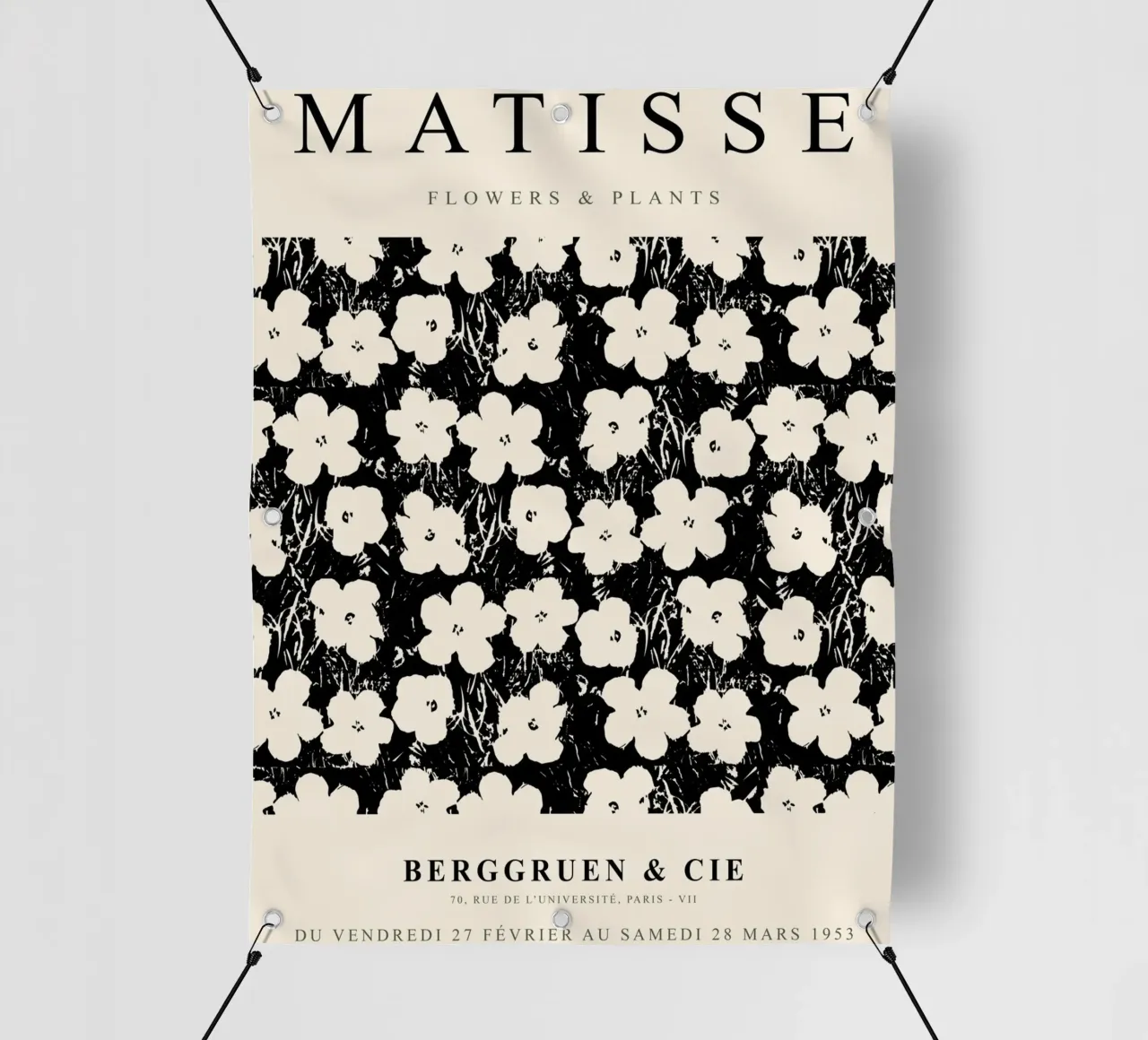 Matisse, motivo floreale in bianco e nero telo in pvc da Whole©