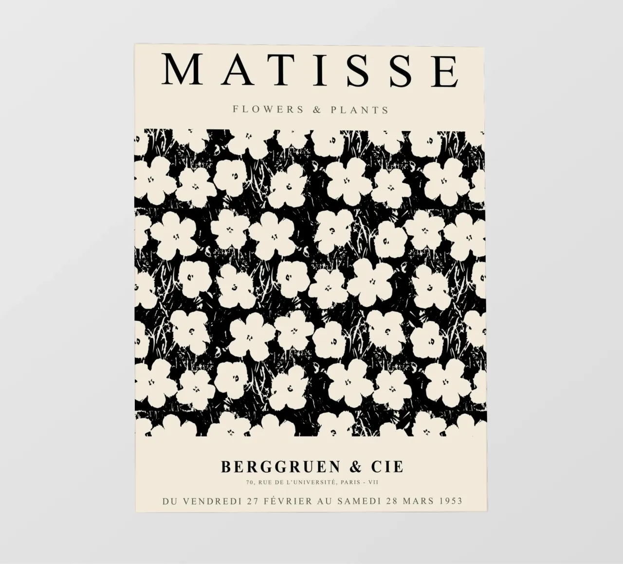 Matisse, motivo floreale in bianco e nero telo in pvc da Whole©