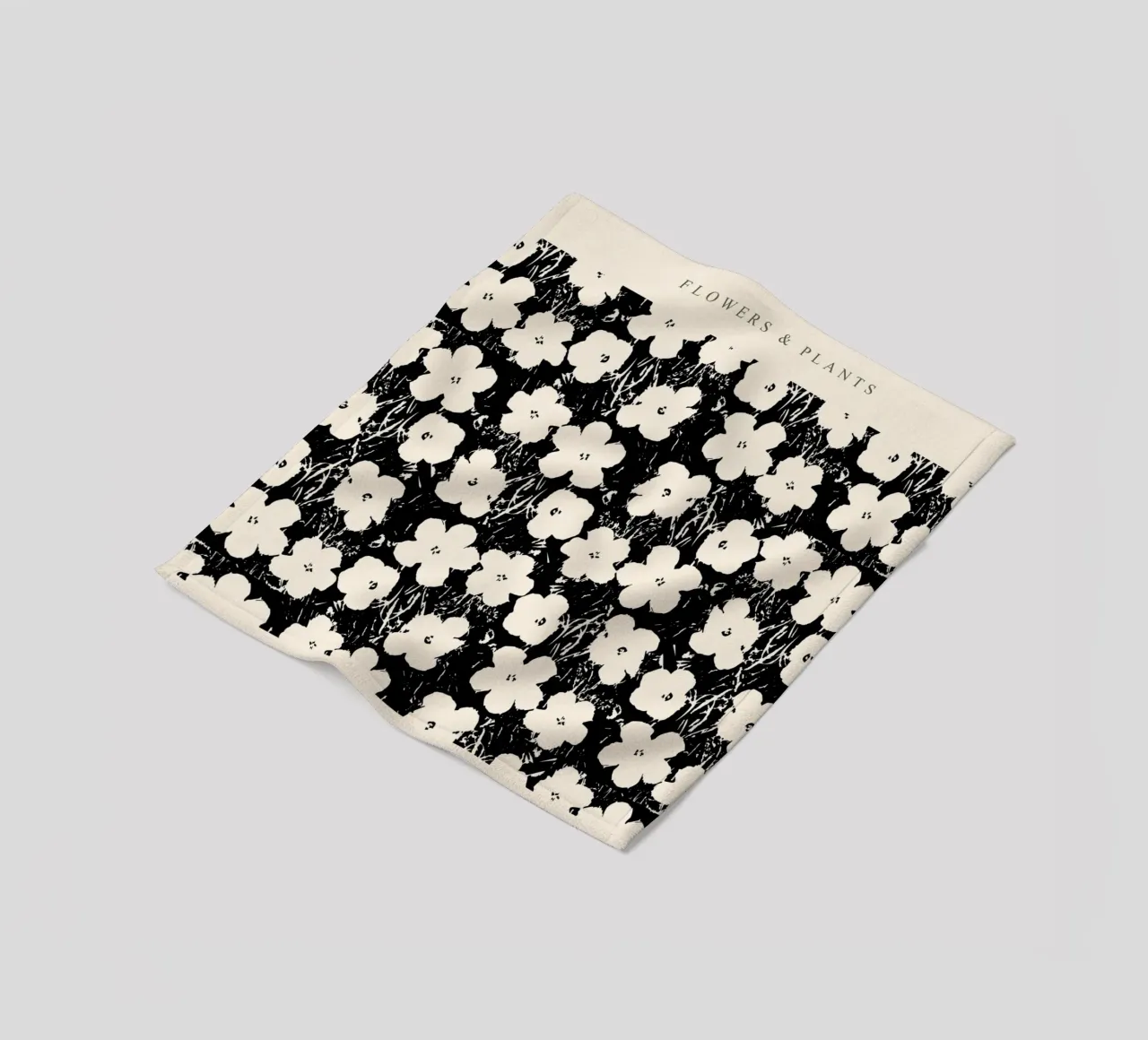 Matisse, motivo floreale in bianco e nero coperta in pile da Whole©