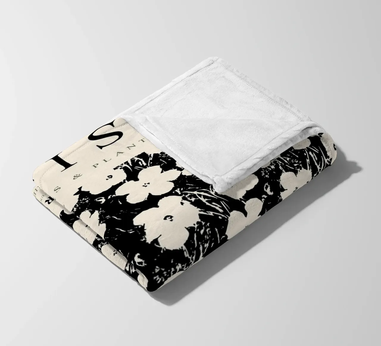 Matisse, motivo floreale in bianco e nero coperta in pile da Whole©